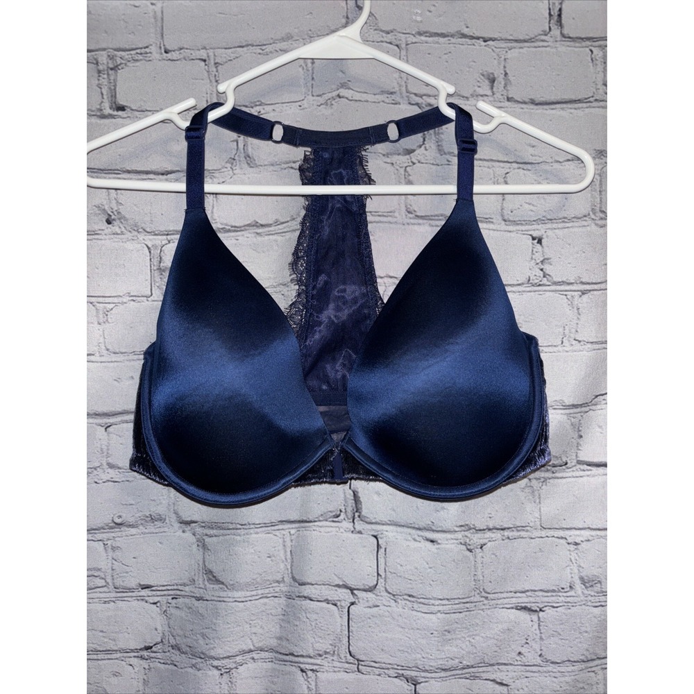 Victoria Secret Very Sexy Lightly Lined Bra Blue Mesh Silver Studs Size 36DD
